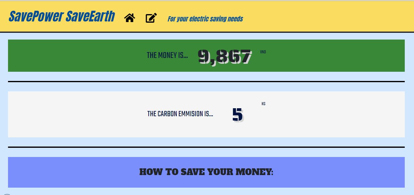 SAVE POWER, SAVE EARTH